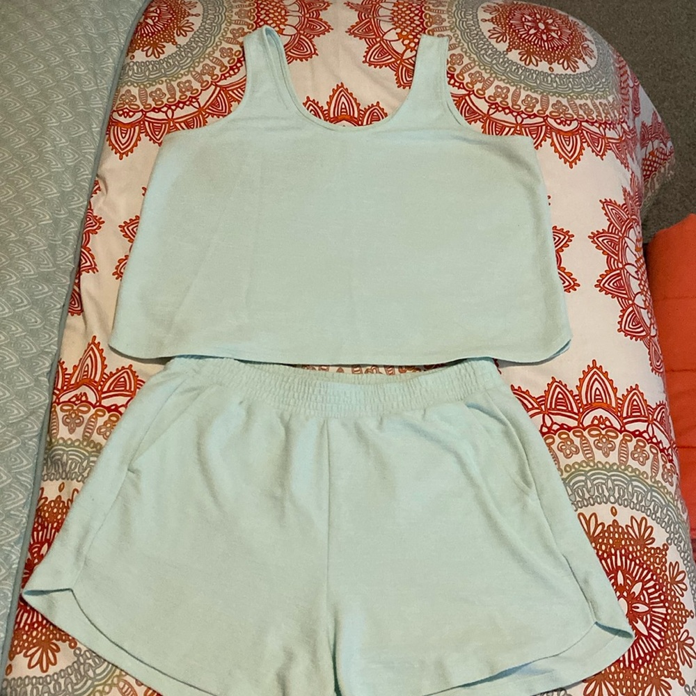 Light Blue Two Piece Knit Set